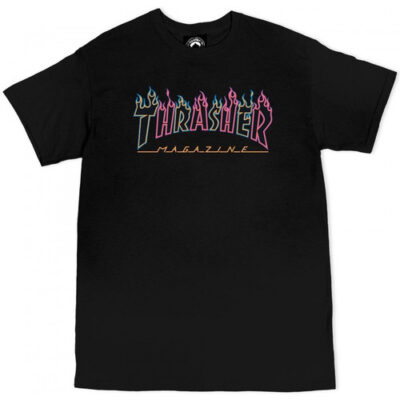 Camiseta THRASHER Hombre manga corta double flame (neon) T-Shirt Ref. TSR-145092 black -negra y fluo