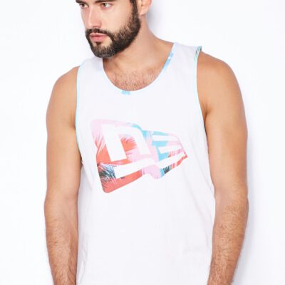 Camiseta NEW ERA surfera tirantes para hombre Miami vibe flag tank white blanca logo pecho