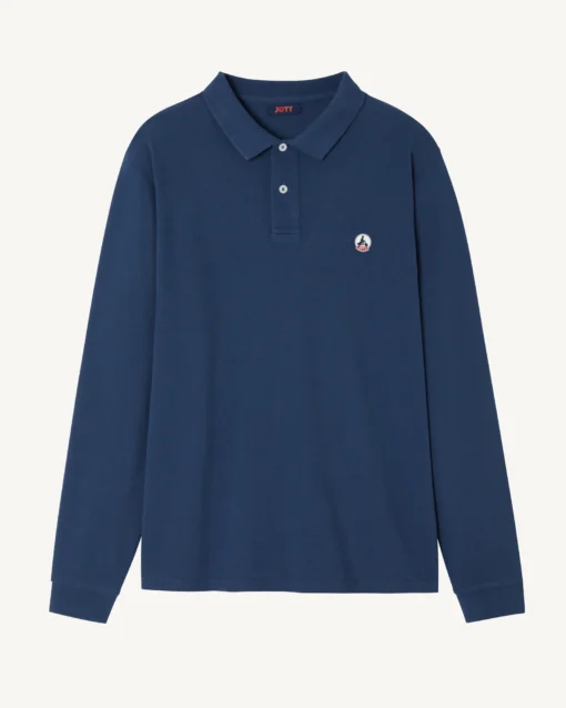 Polo manga larga Jott de Hombre ARCACHON BASIC Justoverthetop Ref. FW22MPOL11-124 -Bleu abysse color azul