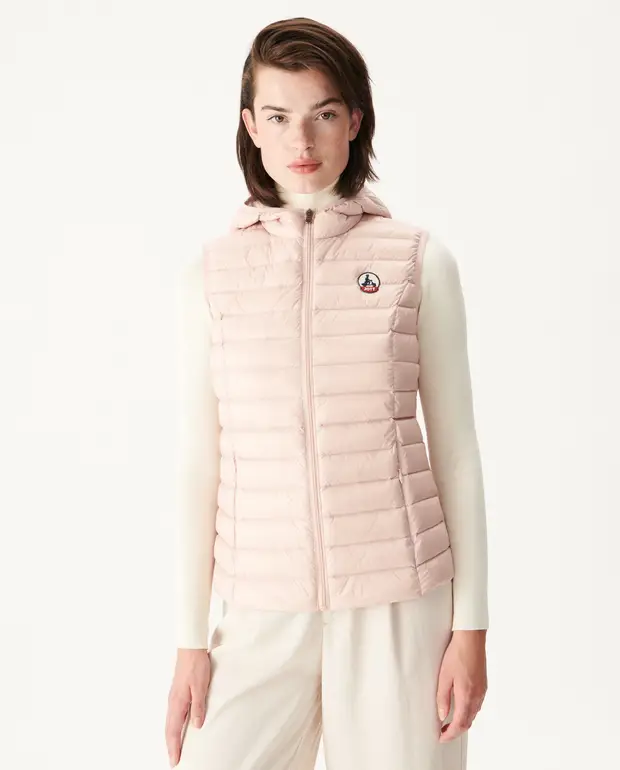 Chaleco con capucha Jott Mujer plumón ligera sin mangas Mali 471 Rose pale Justoverthetop rosa palo | Martimpe Berart - Tienda de Moda en Gausach, Vielha, Valle de Aran