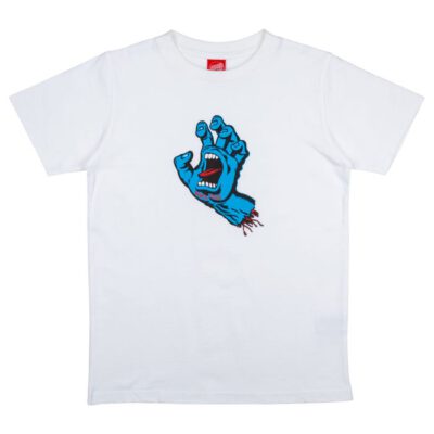 Camiseta SANTA CRUZ manga corta niño Youth Screaming Hand Tee White Ref. SCA-YTE blanca puño pecho