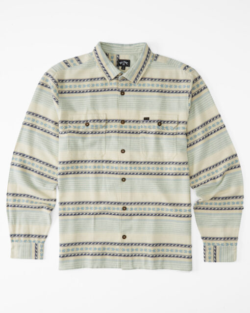 Camisa BILLABONG de Manga Larga franela Hombre Offshore Jacquard BIRCH (2839) Ref. F1SH25BIF2 blanca azul étnica