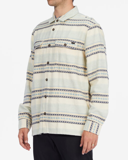 Camisa BILLABONG de Manga Larga franela Hombre Offshore Jacquard BIRCH (2839) Ref. F1SH25BIF2 blanca azul étnica