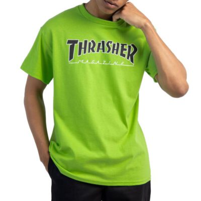 Camiseta THRASHER Magazine Hombre Outlined T-Shirt manga corta Ref. 145171 logo pecho verde lima/negro