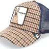 Gorra Animales GOORIN BROS rejilla y ajustable big bad woof -cream/perro lobo cuadritos marrones