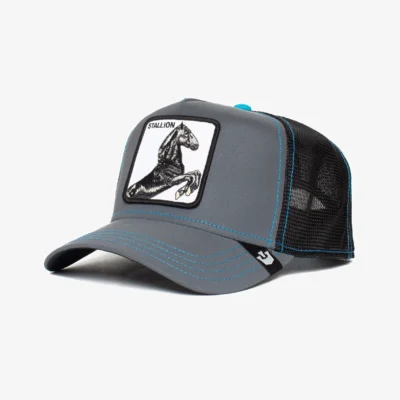 Gorra Animales GOORIN BROS rejilla y ajustable STALLION NIGHTS BLACK -caballo negro gris reflectante