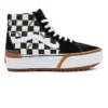 Zapatillas altas plataforma VANS chica DE ANTE Y LONA CHECKERBOARD SK8-HI STACKED Ref. VN0A4BTWVLV negras/blancas a cuadros