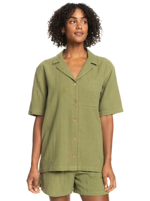 Camisa top ROXY manga corta para Mujer Aloha Sunset Loden Green (gng0) Ref. ERJWT03574 verde