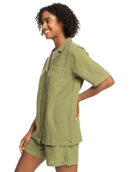 Camisa top ROXY manga corta para Mujer Aloha Sunset Loden Green (gng0) Ref. ERJWT03574 verde