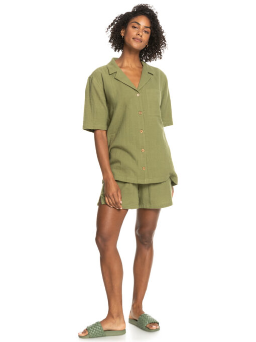 Camisa top ROXY manga corta para Mujer Aloha Sunset Loden Green (gng0) Ref. ERJWT03574 verde