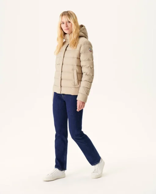 Chaqueta recta con capucha Jott JANE de plumas pato Mujer SS23WDOW10 - 804 Beige Justoverthetop beig arena