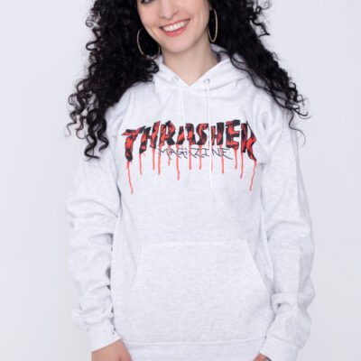 Sudadera THRASHER Hombre con capucha BLOOD DRIP MAGAZINE Hoodie GRAY Ref. 145098L logo letras SANGRIENTAS