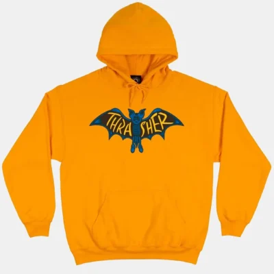 Sudadera THRASHER Hombre con capucha BAT HOOD magazine GOLG Ref. 145214 amarillo logo murcielago