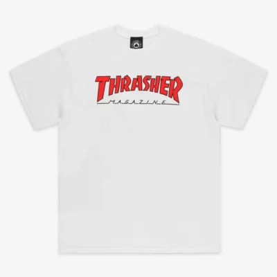 Camiseta THRASHER Hombre manga corta OUTLINED T-Shirt Ref. 145262 WHITE - blanca logo rojo