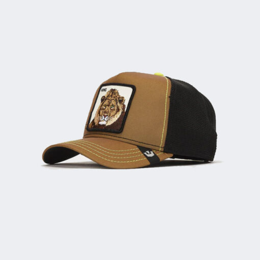 Gorra animales GOORIN BROS THE KING LION black León marrón brillante y negra