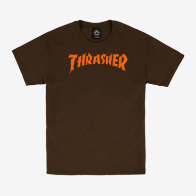 Camiseta THRASHER Hombre manga corta BURN IT DOWN T-Shirt Ref. 145312 DARK-chocolate- LOGO naranja