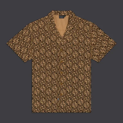 Camisa DOLLY NOIRE MONOGRAM BOWLING SHIRT BEIGE Ref -SH447-CC-02 marrón y negro