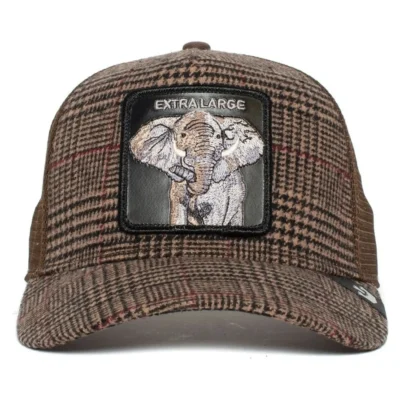 Gorra animales GOORIN BROS Elefante rejilla y ajustable Trucker Extra Large cuadros marrón