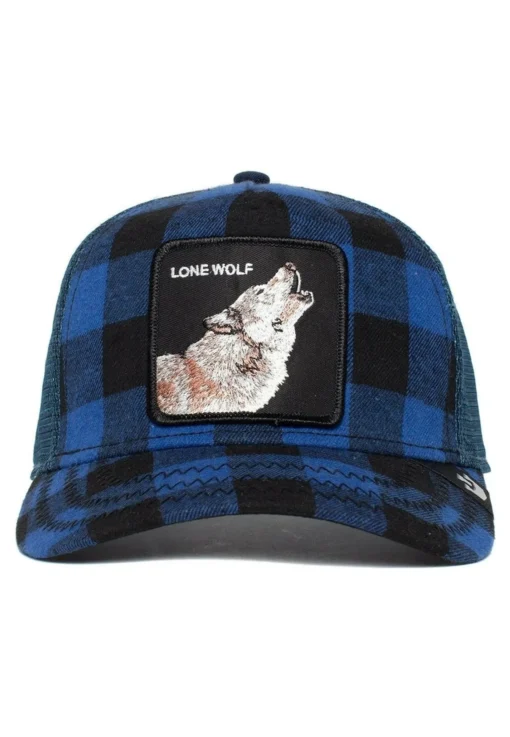 Gorra Animales GOORIN BROS LONE WOLF -code blueTRUCKER cuadros azul negro