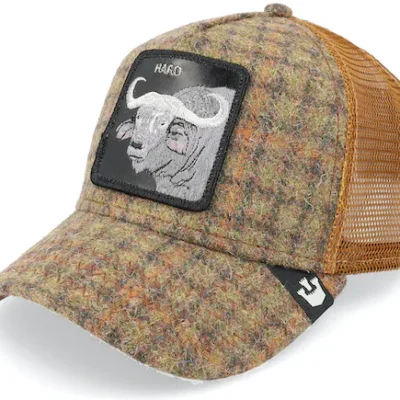 Gorra animales GOORIN BROS bisonte rejilla y ajustable Trucker HARD cuadros marrón