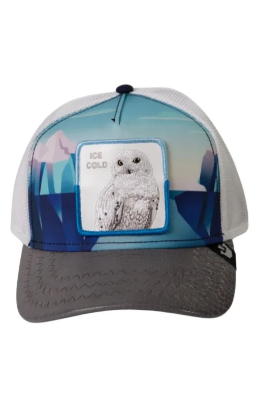 Gorra animales GOORIN BROS buho nival rejilla y ajustable Trucker ICE COLD azul y gris