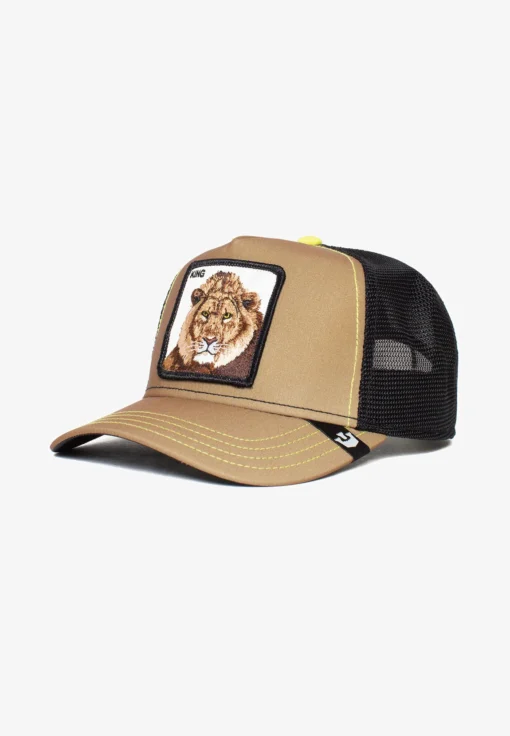 Gorra animales GOORIN BROS THE KING LION black León marrón brillante y negra