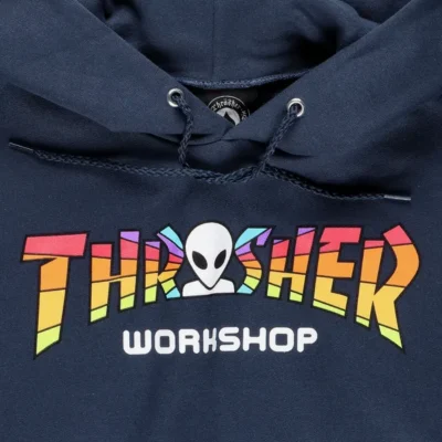 Sudadera THRASHER Hombre con capucha AWS SPECTRUM Hoodie NAVY BLUE Ref. 145283 azul marino logo letras colores