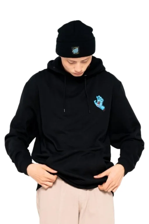 Sudadera Santa Cruz hombre suave con capucha SCREAMING HAND CHEST HOODIE ref SCA HDY 5320 negra