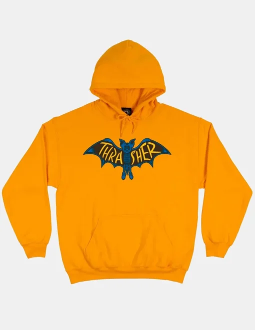 Sudadera THRASHER Hombre con capucha BAT HOOD magazine GOLG Ref. 145214 amarillo logo murcielago