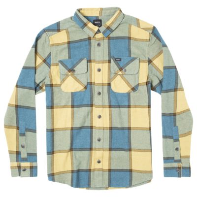 Camisa de Manga larga Hombre RVCA F1SHRJ RVF2 THATLL WORK FLANNEL LS 5115 marsh -cuadros verde y amarillo