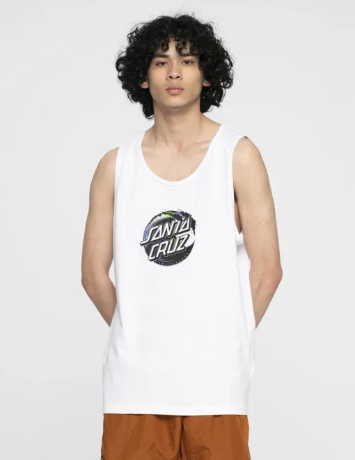 Camiseta SANTA CRUZ skate Hombre de tirantes HOLO WAVE DOT VEST ref-SCA VST 0723 WHITE-blanco