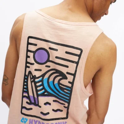 Camiseta HYDROPONIC Hombre divertida tirantes BEACH TT ref-23033 ROSE CLOUD rosa claro