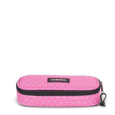 Estuche escolar Eastpak: PLUMIER OVAL SINGLE EK7179D1 REFLEKS META PINK -Rosa con cruces reclectantes