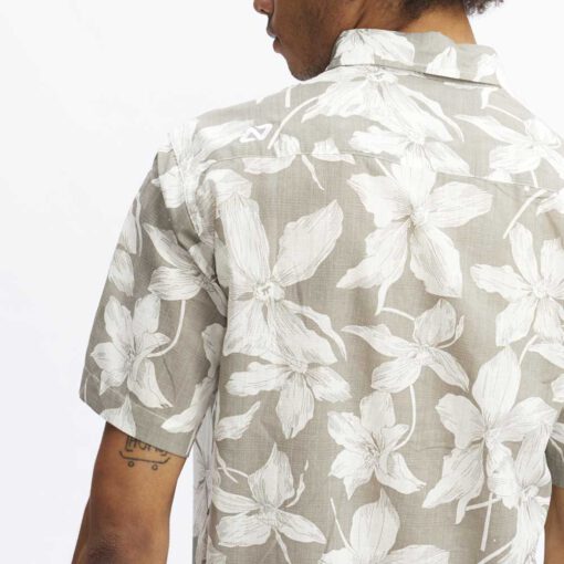 Camisa HYDROPONIC Manga corta Hombre estampada HIBISCUS SH ref-23045 STONE -Marrón y beige