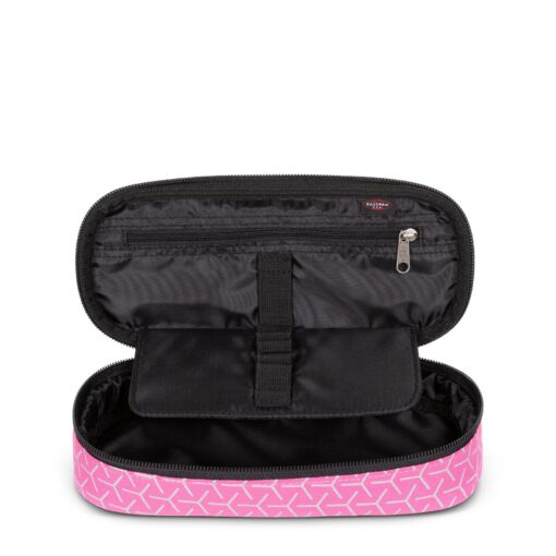 Estuche escolar Eastpak: PLUMIER OVAL SINGLE EK7179D1 REFLEKS META PINK -Rosa con cruces reclectantes