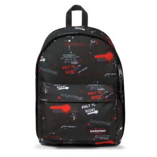 MOCHILA EASTPAK Out Of Office 27 litros con bolsillo ordenador EK7672E7 TAGS BLACK Blanca roja y negra