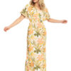 Vestido ROXY largo manga corta para Mujer Dynamite Girl Again REf-ERJWD03696 (WBK6) estampado con flores