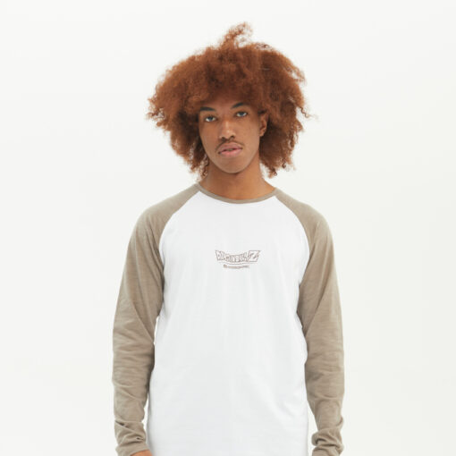 Camiseta HYDROPONIC hombre manga larga ref-DB515 DRAGON BALL Z SAIYAN 1 TOASTED / WHITE blanca y marrón