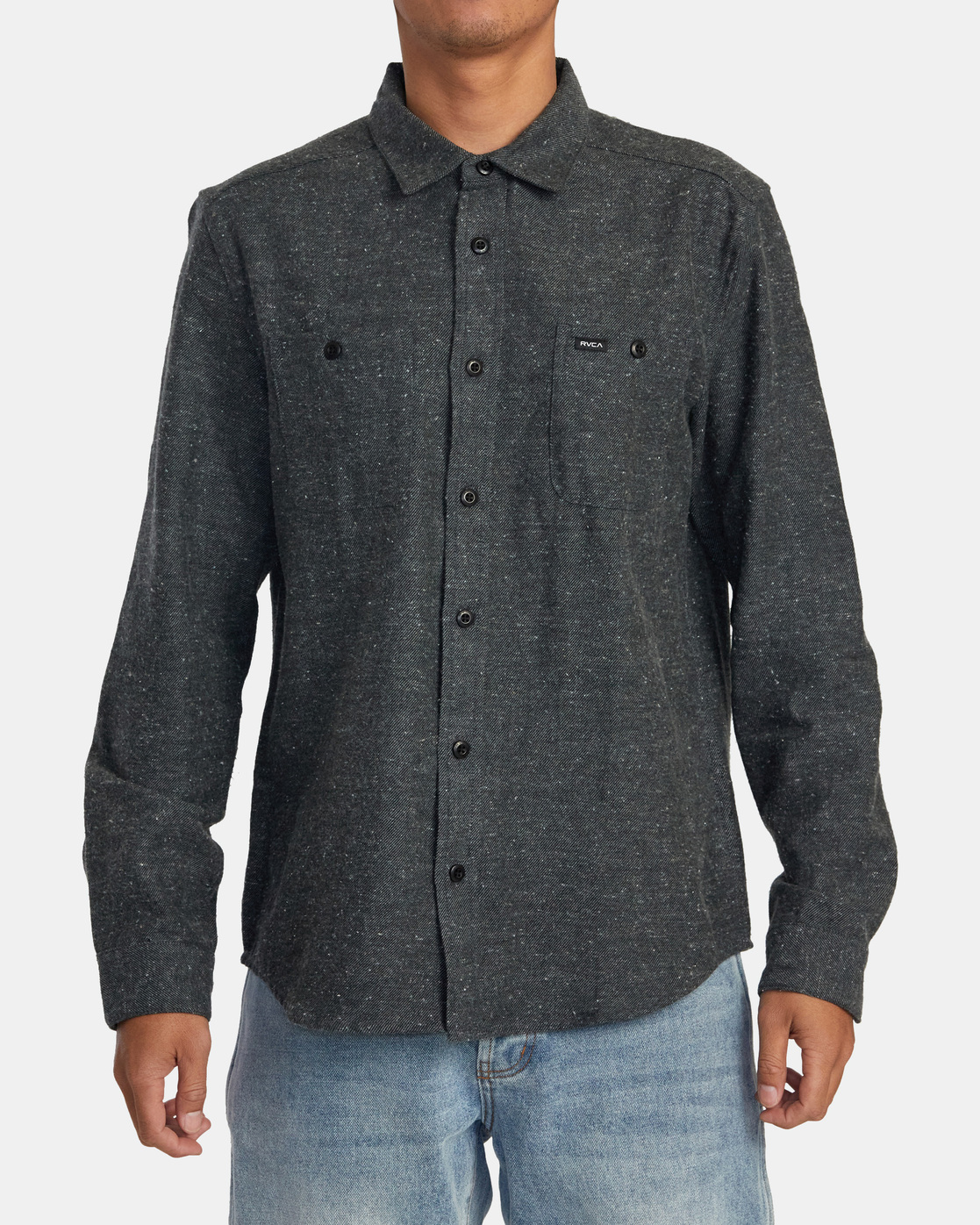 Camisa de Manga larga hombre RVCA gris oscura jaspeada