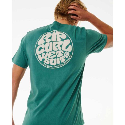 Camiseta Hombre RIP CURL manga corta ORIGINAL WETSUIT ICON TEE ref-0C8MTE WASHED GREEN-verde