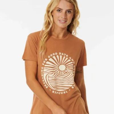 Camiseta RIP CURL manga corta para mujer GOOD WAVES STANDARD TEE ref.07DWTE light brown-marrón