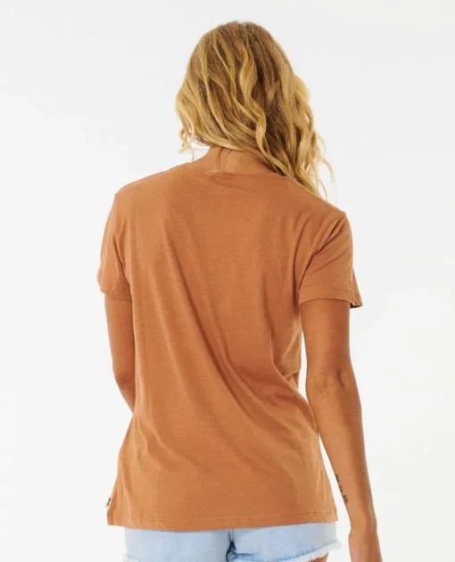 Camiseta RIP CURL manga corta para mujer GOOD WAVES STANDARD TEE ref.07DWTE light brown-marrón