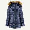 Chaqueta Jott de plumas pato Mujer con capucha de pelo GRAND FROID FW23WPAR50 104 NAVY PERLE LAQUEE Azul marino