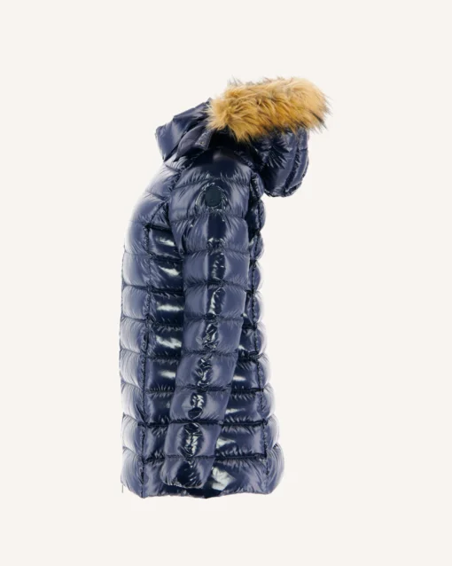 Chaqueta Jott de plumas pato Mujer con capucha de pelo GRAND FROID FW23WPAR50 104 NAVY PERLE LAQUEE Azul marino