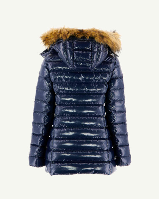 Chaqueta Jott de plumas pato Mujer con capucha de pelo GRAND FROID FW23WPAR50 104 NAVY PERLE LAQUEE Azul marino