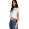 Camiseta DC Shoes manga corta mujer DC STAR FILL CROP TEE ref-ADJZT03062(KVJW) blanco y flores