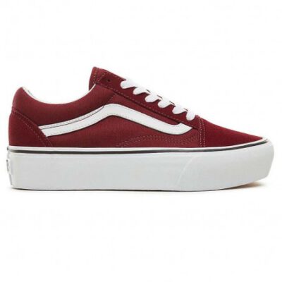 Zapatillas plataforma VANS Port Royale /True White Old Skool Platfor Ref. VN0A3B3U5U71 Granate y blanco