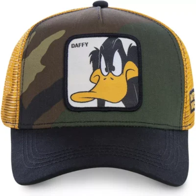 Gorra superheroes CAPSLAB Looney Tunes Daffy Duck Camp/Yellow/Black Pato Lucas camuflaje y amarilla