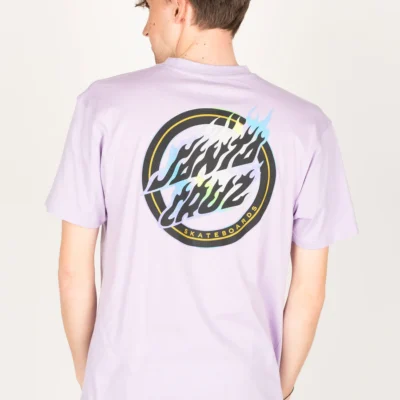 Camiseta SANTA CRUZ skate unisex manga corta HOLO FLAMED DOT S-SHIRT (lavender)ref-sca tee 8790 -LILA
