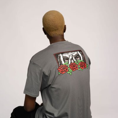 Camiseta SANTA CRUZ skate unisex manga corta Dressen Roses Ever-Slick T-Shirt ref-SCA TEE 10056 IRON -gris